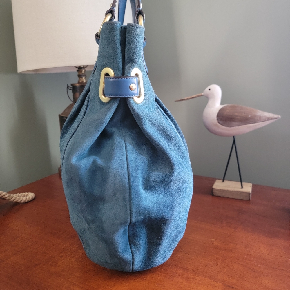 Coach F24689 Colette Tote Teal Blue Leather Suede Bag - Picture 7 of 15